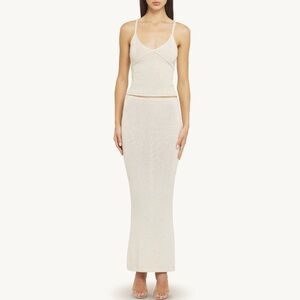 Asta Resort Carolina Camisole & Skirt knit set in ivory Sequin women’s L